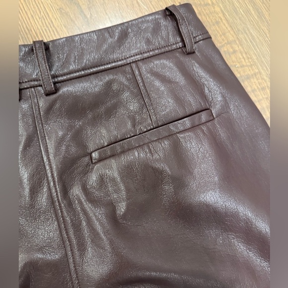 The Reset | R Label Slouchy Vegan Leather Trouser in Chocolate Burgundy Size S - Picture 12 of 17